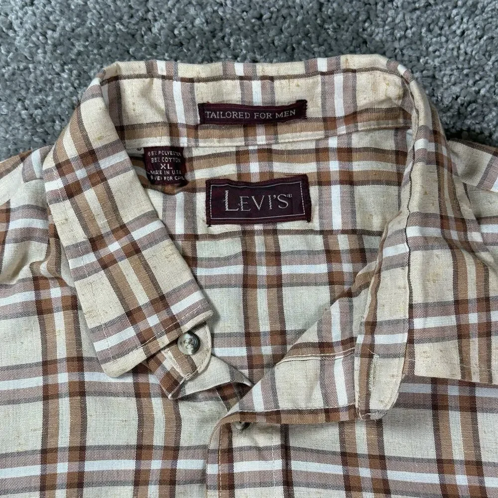 Tailored For Men Levi's Action Western‎ Cowboy Shirt Mens XL Tartan Plaid Check